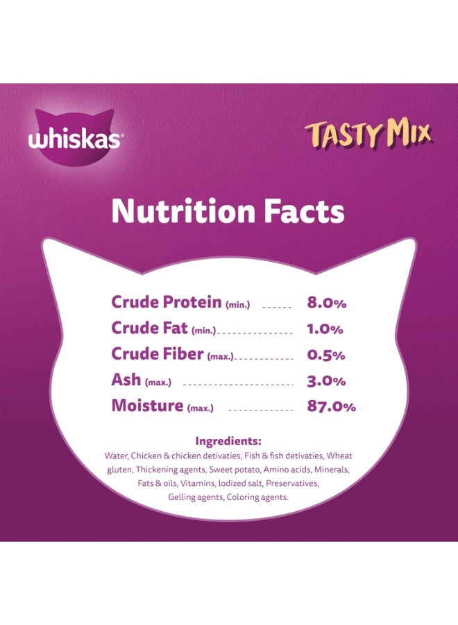 Whiskas Junior Tasty Mix Chicken Tuna & Sweet Potato Flavour In Gravy 2-12 Months 100% Balanced Nutrition 4X70G - Image 4